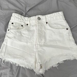 Zara White Jean Shorts High-Waisted Distressed